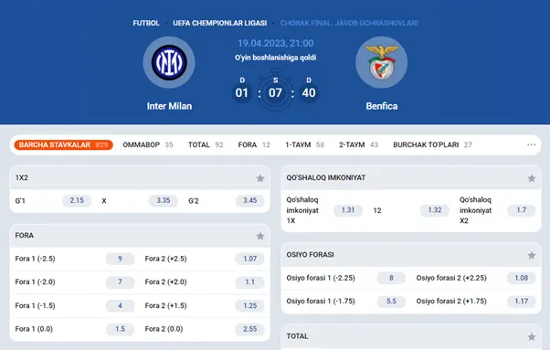 O'zbekistondagi Mostbet-da futbolga tikish