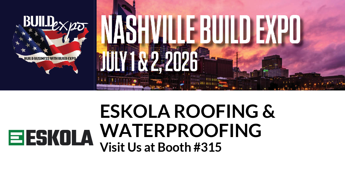 Featured image for “Eskola Roofing &
Waterproofing invites you to Nashville Build Expo”